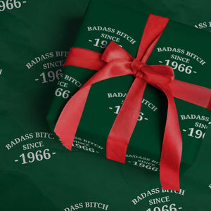 Funny 60th Birthday Wrapping Paper Roll Badass Bih Since 1966 TS10 Green Print Your Wear