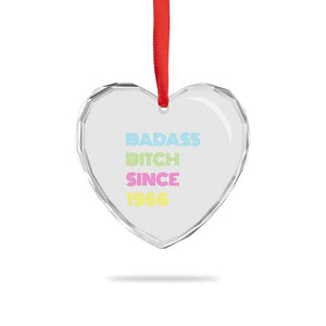 Funny 60th Birthday Heart Crystal Glass Ornament Retro Vintage Badass Bih Since 1966 TS10 Print Your Wear