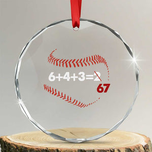 Funny 6432 67 Baseball Crystal Glass Ornament Double Play Outs Baseball Player TS11 Transparent Glass 3'' Circle Print Your Wear