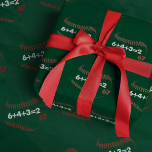 Funny 6432 67 Baseball Wrapping Paper Roll Double Play Outs Baseball Player TS11 Green Print Your Wear