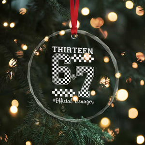 Funny 67 13th Birthday Crystal Glass Ornament Thirteen Official Teenager Six Seven Meme Groovy Checkered TS11 Print Your Wear