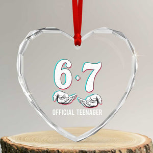 Funny 67 13th Birthday Heart Crystal Glass Ornament 6 7 Thirteen Year Old Official Teenager Hands TS11 Transparent Glass 3'' Heart Print Your Wear