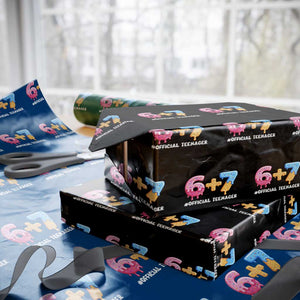 Funny 67 13th Birthday Official Teenager Wrapping Paper Roll 6 7 Ice Cream Drip Meme Funny Six Seven 13 Years Old TS10 Black Print Your Wear