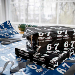Funny 67 13th Birthday Wrapping Paper Roll 6 7 Thirteen Year Old Official Teenager Hands TS11 Black Print Your Wear