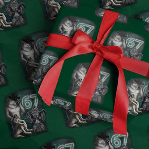 Funny 67 Alpha Wolf Wrapping Paper Roll Cringe Werewolf Howling Six Seven Meme TS11 Green Print Your Wear