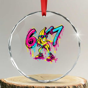 Funny 67 Banana Baseball Drip Ice Cream Six Seven Meme Crystal Glass Ornament TS11 Transparent Glass 3'' Circle Print Your Wear