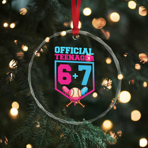 Funny 67 Baseball 13th Birthday Crystal Glass Ornament Ice Cream Drip 13th Bday Official Teenager TS11 Print Your Wear