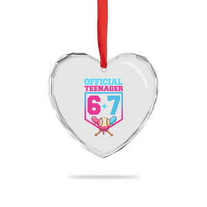 Funny 67 Baseball 13th Birthday Heart Crystal Glass Ornament Ice Cream Drip 13th Bday Official Teenager TS11 Print Your Wear