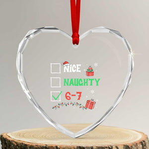 Funny 67 Christmas Heart Crystal Glass Ornament Nice Naughty 67 Xmas Checklist TS11 Transparent Glass 3'' Heart Print Your Wear