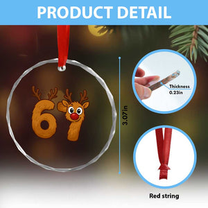 Funny 67 Christmas Reindeer Crystal Glass Ornament Six Seven Meme Xmas Holiday TS11 Print Your Wear