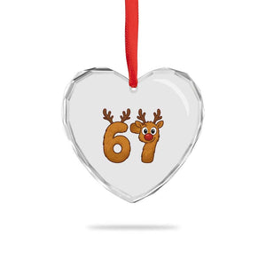 Funny 67 Christmas Reindeer Heart Crystal Glass Ornament Six Seven Meme Xmas Holiday TS11 Print Your Wear