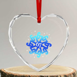 Funny 67 Christmas Snowflake Heart Crystal Glass Ornament Six Seven Meme Xmas TS11 Transparent Glass 3'' Heart Print Your Wear