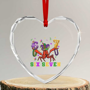 Funny 67 Crawfish Mardi Gras Heart Crystal Glass Ornament Six Seven Meme TS12 Transparent Glass 3'' Heart Print Your Wear