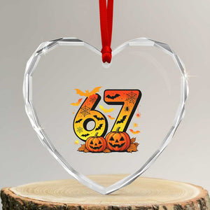 Funny 67 Halloween Heart Crystal Glass Ornament Spooky Six Seven Meme Gen Alpha Slang TS11 Transparent Glass 3'' Heart Print Your Wear