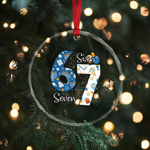 Funny 67 Hanukkah Crystal Glass Ornament Chanukah Menorah Dreidel Six Seven Meme TS11 Print Your Wear