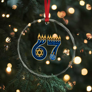 Funny 67 Hanukkah Crystal Glass Ornament Chanukah Menorah Dreidel Star Of David Six Seven Meme TS11 Print Your Wear