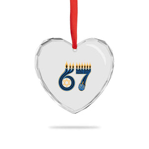 Funny 67 Hanukkah Heart Crystal Glass Ornament Chanukah Menorah Dreidel Star Of David Six Seven Meme TS11 Print Your Wear