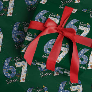 Funny 67 Hanukkah Wrapping Paper Roll Chanukah Menorah Dreidel Six Seven Meme TS11 Green Print Your Wear