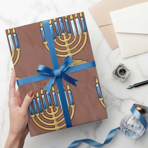 Funny 67 Hanukkah Wrapping Paper Roll Chanukah Menorah Sixth Seventh Night TS11 Mocha Print Your Wear