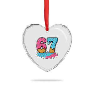 Funny 67 Ice Cream Drip Meme Six Seven Gen Alpha Slang Heart Crystal Glass Ornament TS11 Print Your Wear