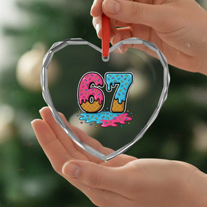 Funny 67 Ice Cream Drip Meme Six Seven Gen Alpha Slang Heart Crystal Glass Ornament TS11 Print Your Wear
