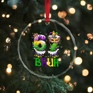 Funny 67 Mardi Gras Bruh Crystal Glass Ornament Six Seven Meme Fleur De Lis Hand Gesture TS11 Print Your Wear
