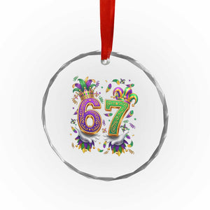 Funny 67 Mardi Gras Crystal Glass Ornament Six Seven Meme Carnival Hand Gesture TS11 Print Your Wear