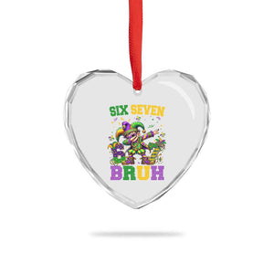 Funny 67 Mardi Gras Heart Crystal Glass Ornament Six Seven Bruh Dabbing Jester TS11 Print Your Wear