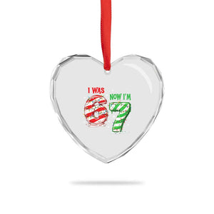 Funny 67 Meme 7 Year Old Birthday Christmas Heart Crystal Glass Ornament I Was 6 Now I Am 7 Brainrot TS11 Print Your Wear