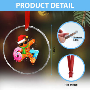 Funny 67 Meme Gingerbread Christmas Crystal Glass Ornament Six Seven Ice Cream Drip Boys TS10 Print Your Wear