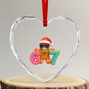 Funny 67 Meme Gingerbread Donut Heart Crystal Glass Ornament Cool Christmas Cookie Six Seven Santa Hat Sprinkles TS02 Transparent Glass 3'' Heart Print Your Wear