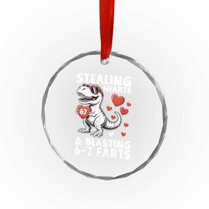 Funny 67 Meme Valentines Day Dinosaur Crystal Glass Ornament Stealing Hearts And Blasting 67 Farts TS11 Print Your Wear