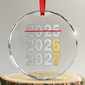 Funny 67 New Year Crystal Glass Ornament Happy New Year 2026 2027 Six Seven Meme Faux Glitter Effect Printed TS11 Transparent Glass 3'' Circle Print Your Wear