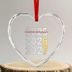 Funny 67 New Year Heart Crystal Glass Ornament Happy New Year 2026 2027 Six Seven Meme Faux Glitter Effect Printed TS11 Transparent Glass 3'' Heart Print Your Wear