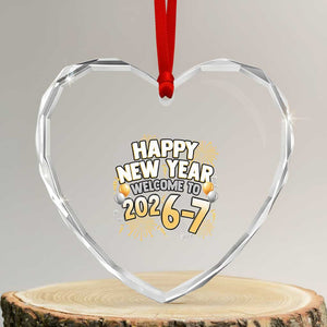 Funny 67 New Year Heart Crystal Glass Ornament Happy New Year Welcome To 2026 7 TS11 Transparent Glass 3'' Heart Print Your Wear