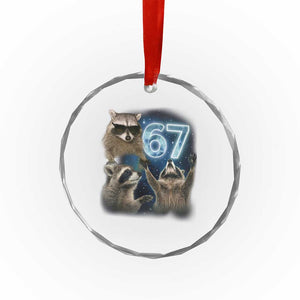 Funny 67 Raccoon Meme Crystal Glass Ornament Howling at The Moon Funny Six Seven Weird Cursed TS10 Print Your Wear