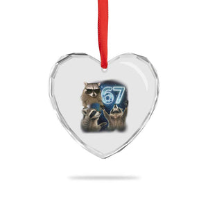 Funny 67 Raccoon Meme Heart Crystal Glass Ornament Howling at The Moon Funny Six Seven Weird Cursed TS10 Print Your Wear