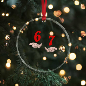 Funny 67 Six Seven Meme Hands Gesture Alpha Slang Crystal Glass Ornament TS11 Print Your Wear