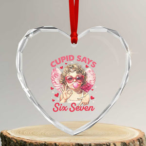 Funny 67 Valentines Day Heart Crystal Glass Ornament Cupid Say Six Seven 67 Meme TS11 Transparent Glass 3'' Heart Print Your Wear
