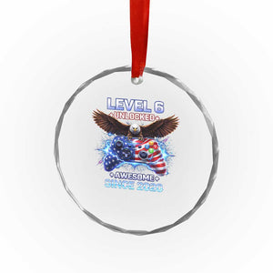 Funny 6th Birthday Crystal Glass Ornament Level 6 Unlocked Awesome Since 2020 USA Gamer TS11 Print Your Wear