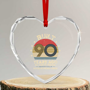 Funny 90th Birthday Heart Crystal Glass Ornament Vintage Retro Built 90 Years Ago TS10 Transparent Glass 3'' Heart Print Your Wear