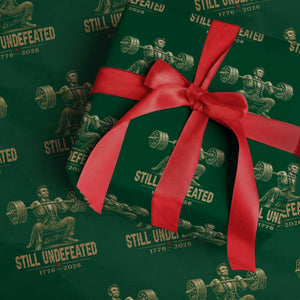 Funny Abraham Lincoln Squatting Barbell Semiquincentennial Wrapping Paper Roll Still Undefeated 1776 to 2026 Muscular President Gym Bodybuilder