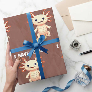 Funny ADHD Awareness Axolotl Wrapping Paper Roll I Have ADHD I Ask A Lot Question Neurodiversity TS02 Mocha Print Your Wear