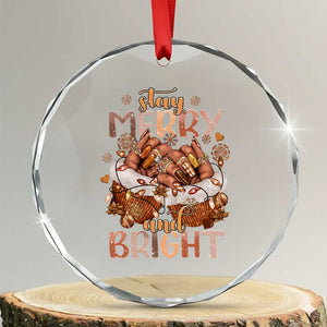 Funny African American Xmas Crystal Glass Ornament Stay Merry And Bright Black Melanin Girl TS11 Transparent Glass 3'' Circle Print Your Wear