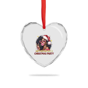 Funny African American Xmas Heart Crystal Glass Ornament Ain't Nothin' But A Xmas Party Black Melanin Santa Girl TS11 Print Your Wear