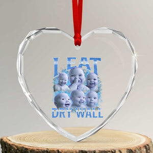 Funny AI Baby Meme Laughing Heart Crystal Glass Ornament I Eat Dry Wall Baby Brainrot TS11 Transparent Glass 3'' Heart Print Your Wear