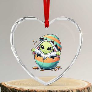 Funny Alien Bunny Ears Easter Heart Crystal Glass Ornament Extraterrestrial Gift TS12 Transparent Glass 3'' Heart Print Your Wear