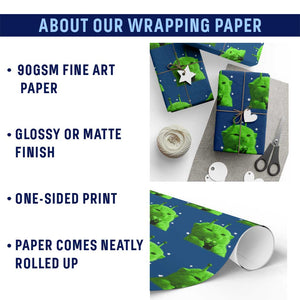 Funny Alien Cat Meme Wrapping Paper Roll Funny Kitten 90s Retro Vintage Graphic Weird Cats Y2k TS10 Print Your Wear