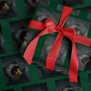 Funny Alien Cat Meme Wrapping Paper Roll Weird Silly TS10 Green Print Your Wear