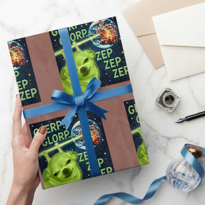 Funny Alien Dog Meme Wrapping Paper Roll Glorp Zep Sci-Fi Humor Chihuahua TS10 Mocha Print Your Wear